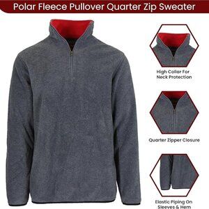 Men’s Quarter Zip Thermal Fleece Pullover Long Sleeve Sweatshirt Mid Weight Swea